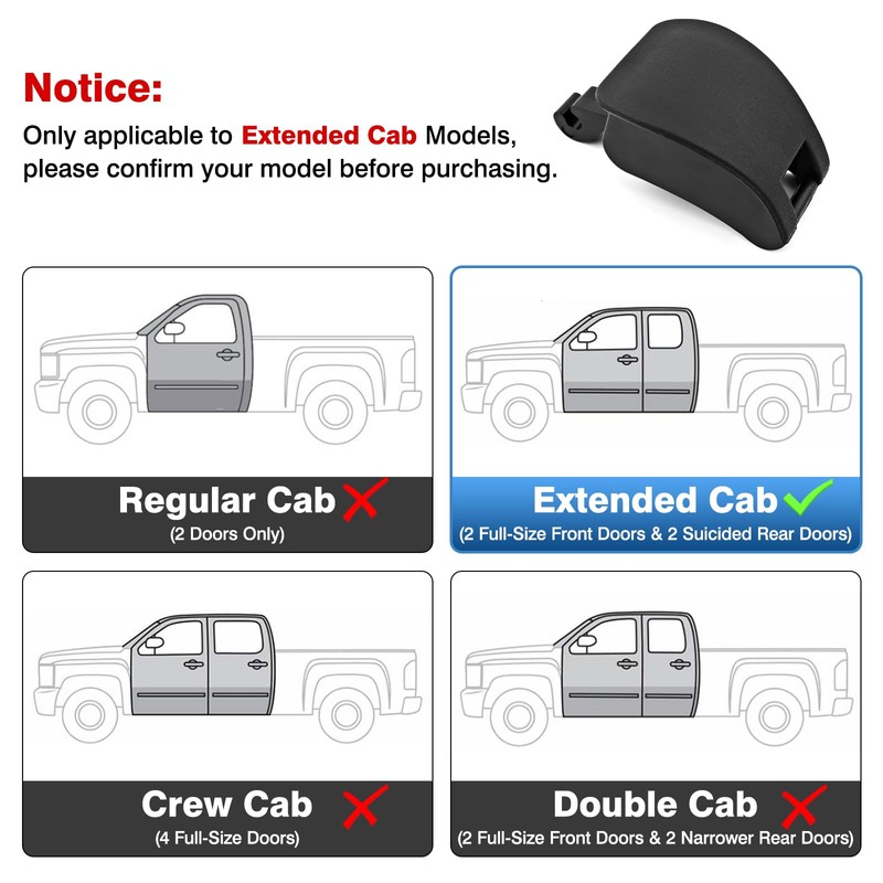 TOP-MAX Extended Cab Rear Vent Window Latch Compatible with 1999-2007