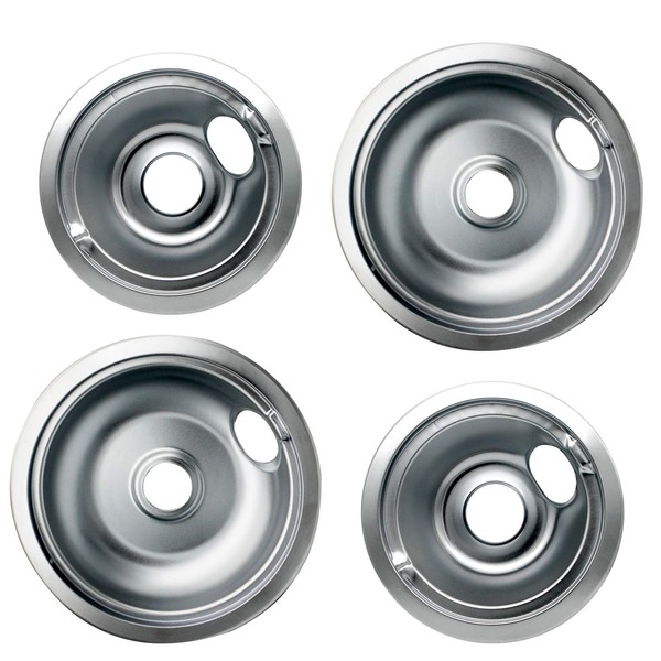 Pulluty 316048413 and 316048414 Chrome Stove Burner Drip Pan Set