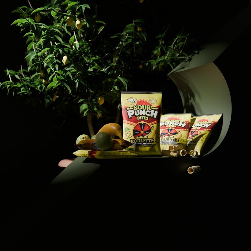 Sour Punch Banana Roulette Chewy Candy, 5 oz Bag