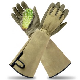 Yionaiyi Professional Rose Pruning Thorn Proof Gardening Gloves with Long For...