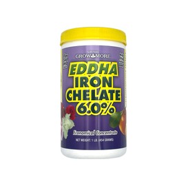 Grow More 0.2-0-0 EDDHA Iron Chelate for Greener Plants on Soils with pH of 7 or Above - 1lb of Water Soluble Chelated 6% Iron for Plants