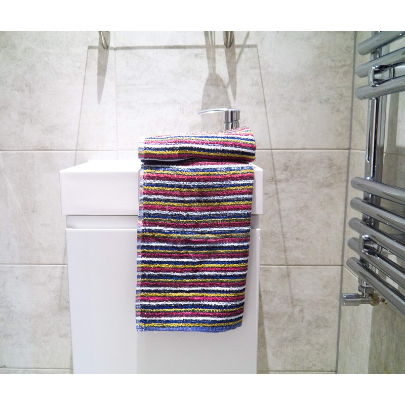 Lex's Linens Pack of 2 Eco-Friendly Multi Stripe Recycled Yarn