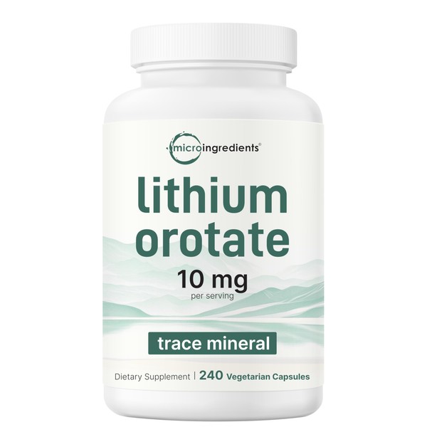 Lithium Orotate 10mg, 240 Veggie Capsules | Highly Bioavailable |