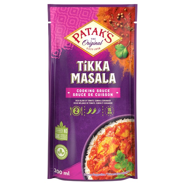 Patak's, Tikka Masala, Cooking Sauce for Two, Delicious & Flavourful, Quick & Easy Preparation, Authentic Indian Cuisine, 200ml