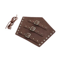 Mens Faux Leather Arm Guards-Medieval Buckle Armor Gauntlet-Suitable for Adult Punk Cosplay Custom, Brown, normal