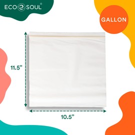 ECO SOUL 100% Compostable Gallon Bags [100 Counts][11.5"x10.6"] Resealable Bags, Freezer Bags, Eco-friendly Zip Bags, Leakproof Bags, Biodegradable Bags for Food