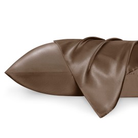 Bedsure Satin Pillowcase Standard Set of 2 - Beaver Fur Silky Pillow Cases for Hair and Skin 20x26 Inches, Pillow Covers with Envelope Closure, Similar to Silk Pillow Cases, Gifts for Women Men