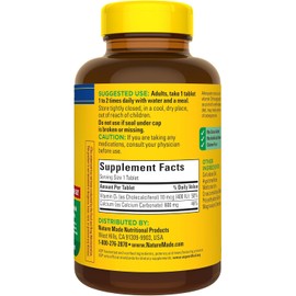 Nature Made Calcium 600 mg with Vitamin D3, Dietary Supplement for Bone Support, 220 Tablets