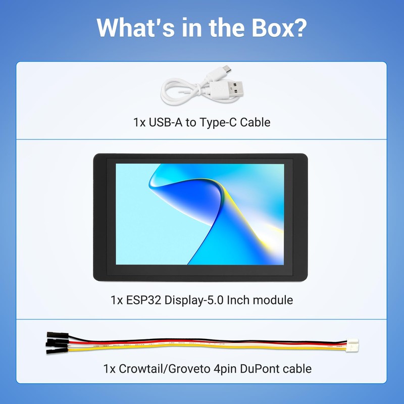 ELECROW ESP32 Display 800×480, 5 Inch HMI ESP32 RGB TFT