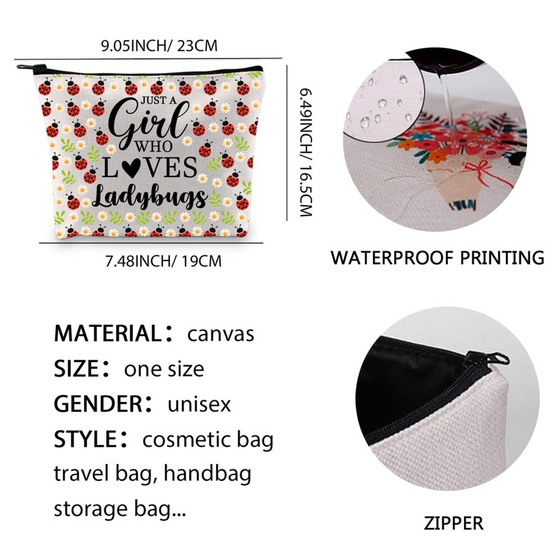 Ladybugs Canvas Makeup Bag Good Luck Ladybug Gifts Bug Gifts
