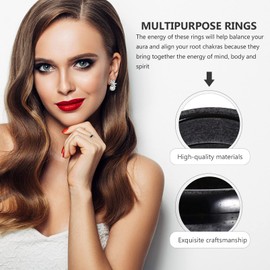 Anneome Fashion Magnetic Rings Set Hematite Black Gallstone Curved Surface Promotes Blood Circulation