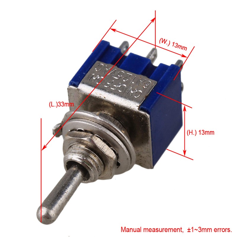 Yibuy Blue 3-Way Design AC 125V 6A Double Pole DPDT