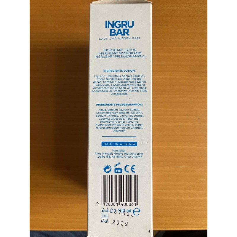 Ingru Bar Lice and Nisse Free 150 Lotion and Shampoo