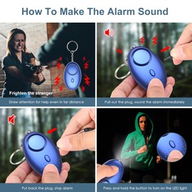 Ankilo Newest Safety Keychain Set for Women, Safety Keychain Accessories, Bracelet Wristlet Keyring for Girls with Personal Alarm, No Touch Door Opener, Whistle and Pompom (Blue)