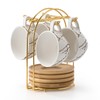 LUKA Ceramic Demitasse Espresso Cups Set with Saucers and Metal