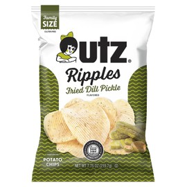 Utz Dill Pickle Rippled Potato Chips, 7.75 oz