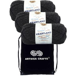 Lion Brand Heartland Black Canyon 136-153 (3-Skeins - Same Dye Lot) Worsted Medium #4 Acrylic Yarn for Crocheting and Knitting with Project Bag