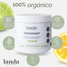 LANDA GreenDigest Mix Verde en Polvo con Probióticos 10 Billion CFU Enzimas Digestivas y Adaptógenos Superfoods Naturales para Digestión Microbiota e Inflamación 250 g.