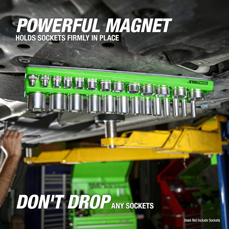 OEMTOOLS 22485 3-Pc Magnetic Socket Organizer, SAE Magnetic Socket Holder,