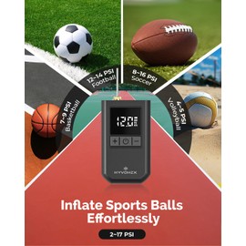 Ball Pump for Sports Balls, HYVOHEX Portable Electric Basketball Pump Ultra Fast Inflation, with Digital LED Display Air Pump for Balls, Preset Pressure with Ball Needle for Soccer, Volleyball,Black