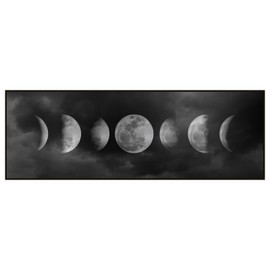 UGZDEA Moon Phases Canvas Poster, Abstract Minimalist Black White Moon Phases Canvas Painting, Living Room, Bedroom Decoration Picture without Frame (Moon, 30 x 90 cm)