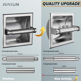 JunSun Polished Chrome Recessed Toilet Paper Holder Stainless Steel Toilet Paper Roll Holder Tissue Holder Modern Tissue Roll Dispenser Square Jumbo Mega Roll Holder - Rear Mounting Bracket Included