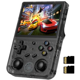 RG353VS Retro Handheld Game Console with Linux System RK3566 Chips 3.5 Inch IPS Screen with 64G TF Card 4452 Games Support 5G WiFi 4.2 Bluetooth(RG353VS-Transparent Black)