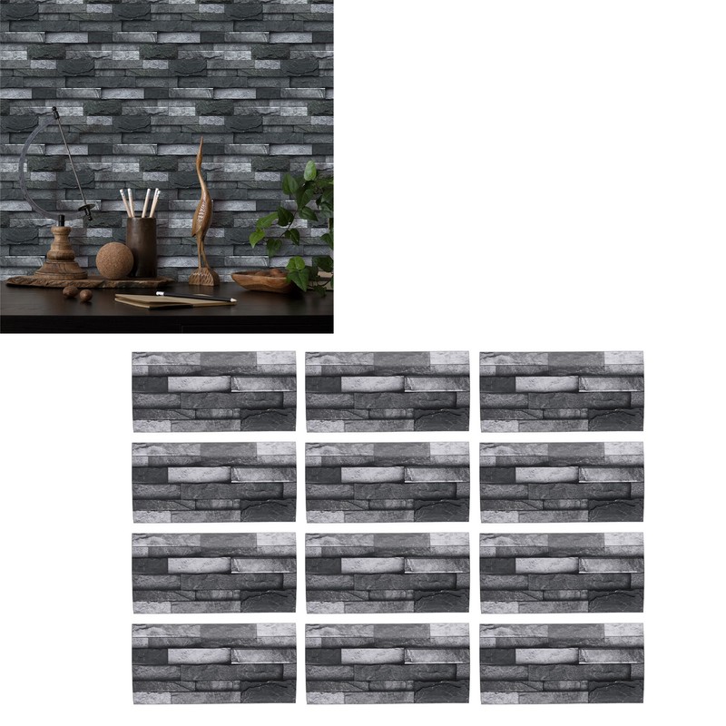 12pcs Tile Wall Sticker Thickened PVC Self Adhesive Waterproof Retro