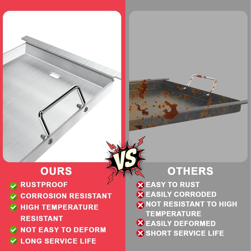 Upgrades Half Griddle for Ninja FlexFlame Grills, Stainless Steel Sizzle