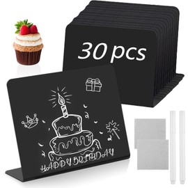 euluoziqing 30 Stück Kreidetafel Klein, Mini Tafeln zum Beschriften, L-Form Preisschilder Aufsteller 100x75mm, Kreidetafel Aufsteller für Buffet Schilder Hochzeit Party Tischkarten (Schwarz)