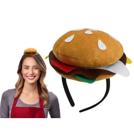 Nicky Bigs Novelties Adult Mini Hamburger Headband Costume Accessory - Cheeseburger Hat, Multi-Color, One Size
