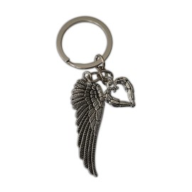Angel Wing with Heart Keyring Exquisite Beautiful Unisex Charm Keychain For Luck and Protection