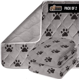 Gorilla Grip Washable Puppy Pads, 46x28 Pack of 2, Slip Resistant Dog Crate Mat, Waterproof Cloth Pee Pad for Training Puppies in Playpen, Reusable Pet Incontinence Blanket, Protects Sofa, Furniture