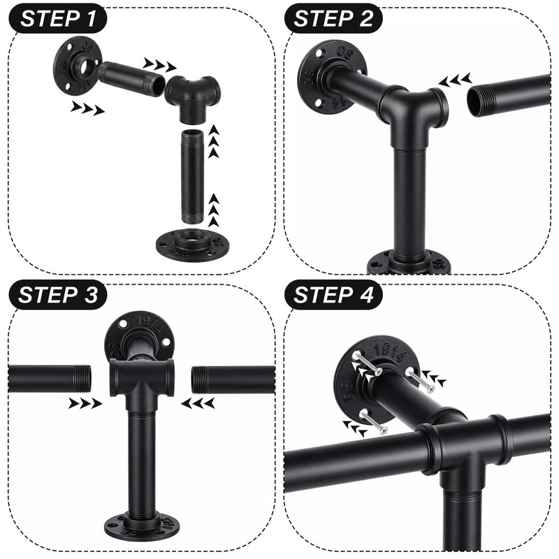 Zonon 8 ft Bar Foot Rail Kit Matte Black Industrial