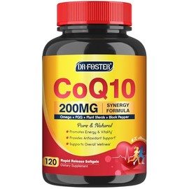 DRFOSTER Cápsulas Blandas Coq10 De 200 Mg Con Vitamina E Y Omega 3 -6 -9 Y Pqq - Coenzima Q10 De Alta Absorción Con Bioperina | Máximo Antioxidante | 