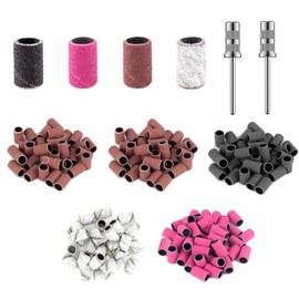 Benaewa 500 Pcs Sanding Bands for Nail Drill, 80#120#180#240#Grit Sanding Bands with 2 Pcs Nail Drill Bits for Manicures, Pedicures