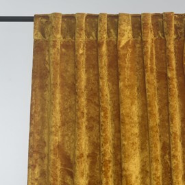 gisewood Gold Velvet Curtains for Bedroom with Back Tab Thermal Insulation Window Treatments Panels for Living Room, Warm Yellow 2 Panels Set 52" W x 84" L