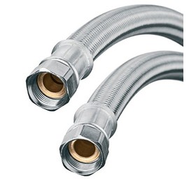 Invena 30cm Full Bore High Flow 3/4" x 3/4" Inch Flexible Silver Hose Pipe Water Connector