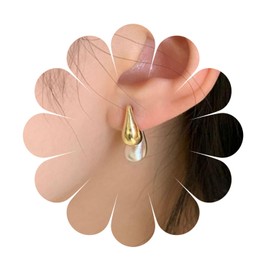 Chunky Gold Waterdrop Hoop Earrings Gold Teardrop Stud Earring Pearl Stud Earring Small Chunky Stud Earrings for Women and Girls
