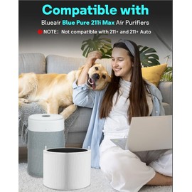 Leemone 2 Pack Blue Pure 211i Max Filter Replacement Compatible with Blueair Blue Pure 211i Max Air Purifier, H13 True HEPA & Activated Carbon Filter, Compare to Part #F2MAX