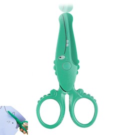 Kids Safety Scissors, Cute Crocodile Training Scissors for Preschoolc, Art Craft Child-Safe Scissor, for School Scrapbooking Supplies(Green)