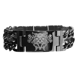 bahamut Mens Viking Odin Gungnir Mjolnir Stainless Steel Cool Cuban Link Bracelet for Men Nordic Cuff Bracelet Jewelry, Stainless Steel