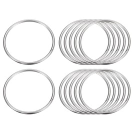 sourcing map Pack of 12 O Rings Stainless Steel 304 Metal Rings, 60 mm Outer Diameter, 3 mm Thick Welded O-Ring for Fastening Screws Hooks Camping Belt Dog Leads Bags Paracord Accessories, silver