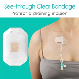 20 Pcs Chemo Port Shower Covers with Non-Stick Center Pad, 4" x 4.75" Waterproof Dialysis Catheter PD Tube Chest Picc Line Transparent Dressing for Peritoneal Dialysis Wounds