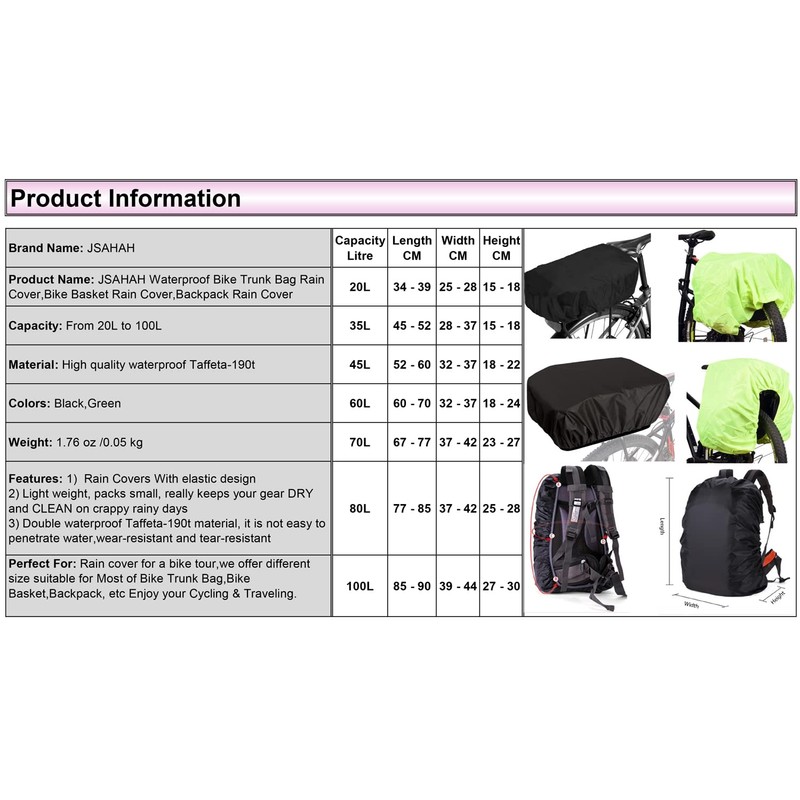 35L Bicycle Rear Rack Rain Cover Bicycle Bag Rain Cover