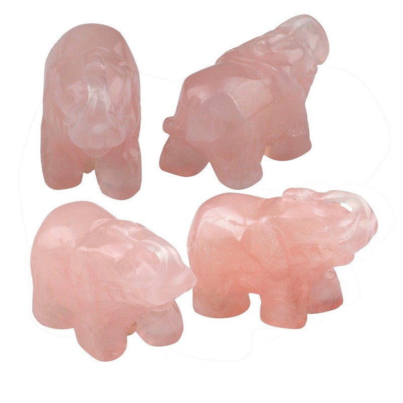 mookaitedecor Natural Rose Quartz Elephant Ornament Figurine,Healing Crystal Energy Gemstone