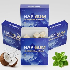 Remineralizing Gum Hydroxyapatite - Xylitol Gum Sugar Free for Oral Care - Natural Mastic Mint Peppermint Chewing Gum - Free Aspartame Plastic Dye Gluten - 72 Pieces