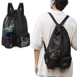 Swim Bag Mesh Drawstring Backpack with Pocket Swimming Bag Mesh Drawstring Rucksack Waterproof Sports Bag Mesh Drawstring Bag Drawstring Gym Bag Sports Backpack for Swimming, Gym, and Workout Gear