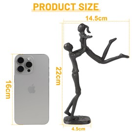 Supaway Cast Iron Couple Figurine Statue Man Woman Black Abstract Figures Couple Love Sculpture Vintage Metal Couple Statue Gift for Birthday Wedding Anniversary 14.5 x 4.5 x 22 cm