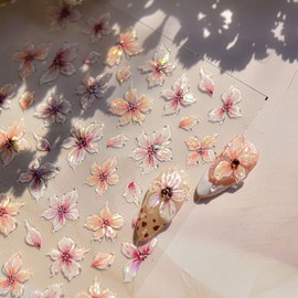 Flower Nail Stickers for Nails Art Self-Adhesive Colorful Five Petal Flowers Nail Decals Spring Summer Floral Nail Sticker Flowers Nails Design Decoration Supplies Salon Manicure DIY for Women Girls